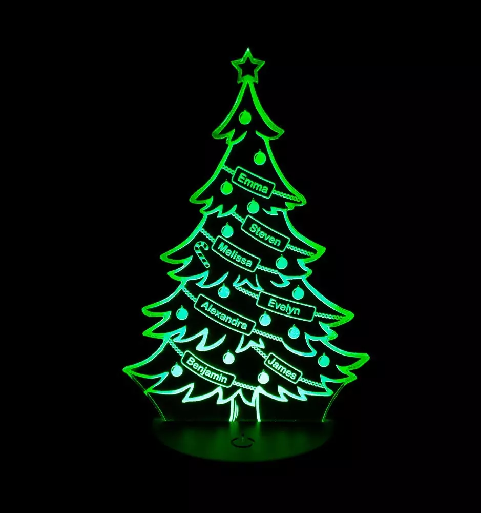 Christmas Tree Night Light With Custom Names-Christmas-Pinedecor