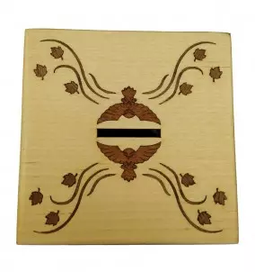 Wooden Money Box with Cute Owl design made from veneer marquetry - top view