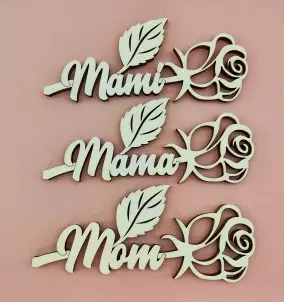 Personalized Wooden Rose With "Mom" Inscription - Gift for Mother's Day