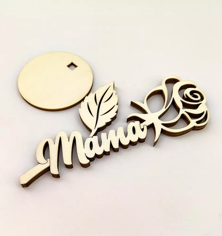 Wooden Rose with "Mom" Inscription-Special occasions-Pinedecor