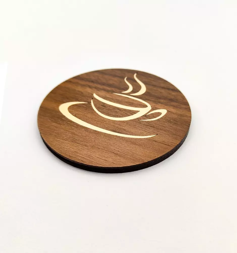 Tasse en Bois/Dessous de Verre - Marqueterie Design Café