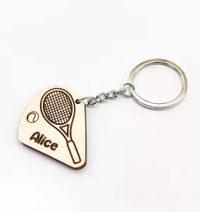 Personalized Tennis Keychain With Custom Name Engraving. Great Custom Gift For Tennis Players / Fans.
