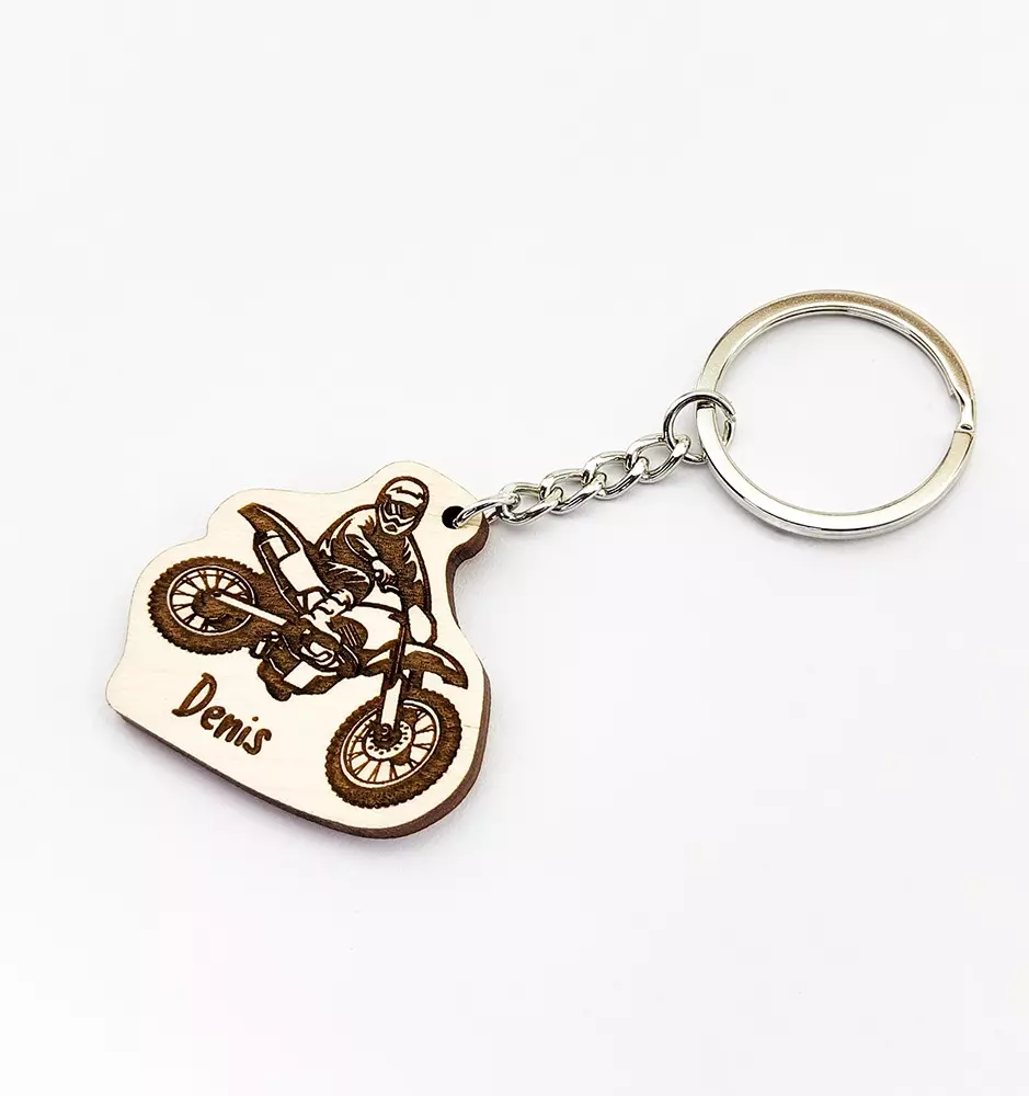 Personalized Motocross Keychain With Custom Name - Gift for Motocross riders / fans.