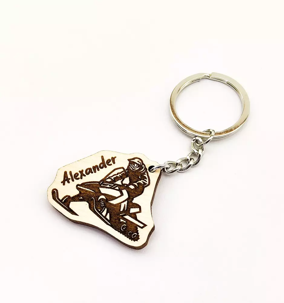 Schneemobil Schlüsselanhänger mit individuellem Namen – Geschenk für Motocross-Fahrer-Schlüsselanhänger-Pinedecor