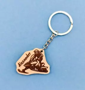Snowmobiles keychain with custom name engraving. Great gift for Snowmobile riders.
