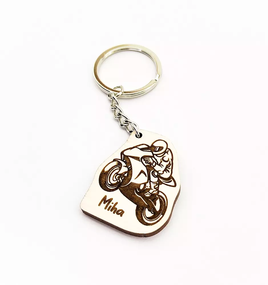 Motorbike Keychain With Custom Name - Gift for Motorbike riders / fans of motorsport.