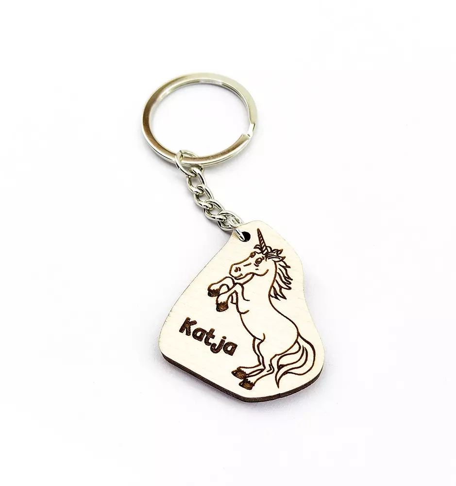 Einhorn Schlüsselanhänger mit individuellem Namen – Geschenk für Kinder-Schlüsselanhänger-Pinedecor