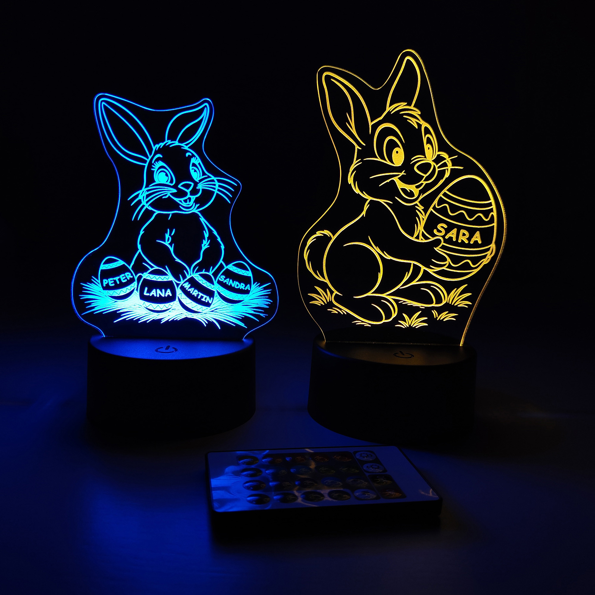 Prilagojena božična nočna lučka LED z vgraviranimi imeni po meri.