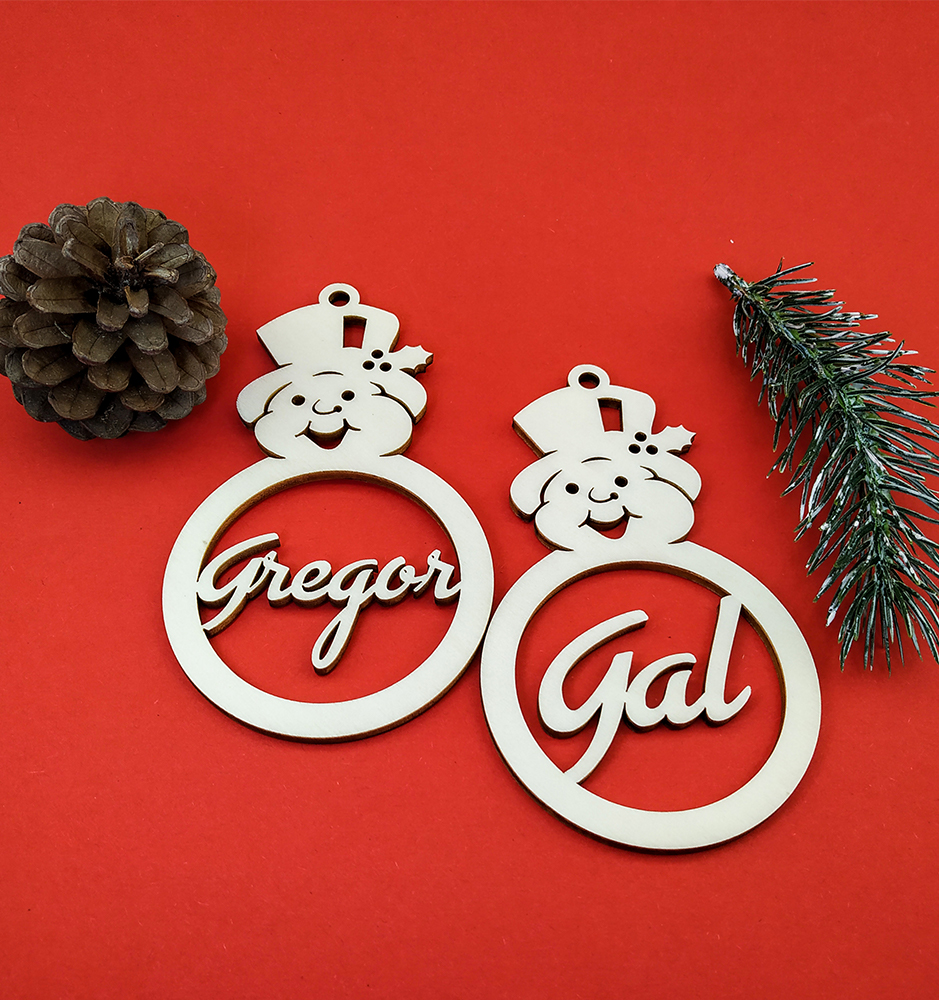 Personalized Snowman Christmas Ornaments With Custom Name.